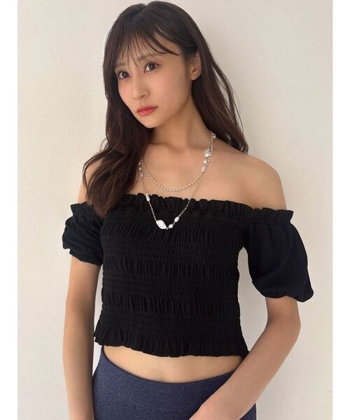 RESEXXY(リゼクシー)の「シャーリングカットトップス(Tシャツ/カットソー・レディース・その他1/ブラック/レッド・FREE)」の15枚目の写真