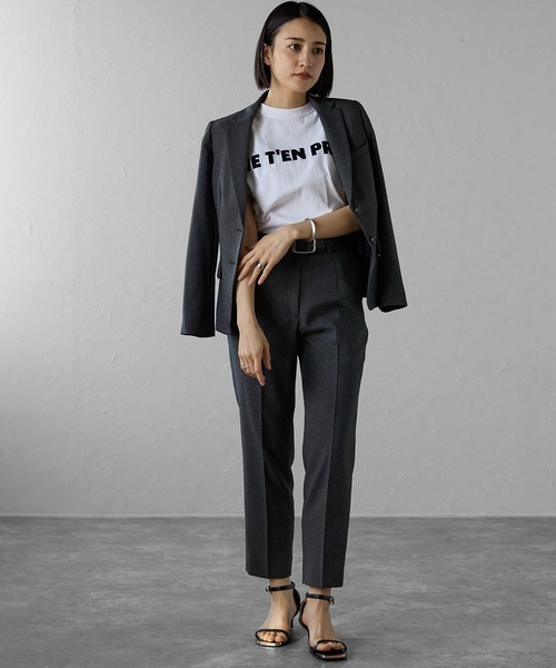 etre pret(エトレプレ)の「多サイズ対応 テーパードパンツ ※セットアップ可(スーツパンツ・レディース・グレー/ネイビー・5号/7号/9号/11号/13号/15号)」の3枚目の写真
