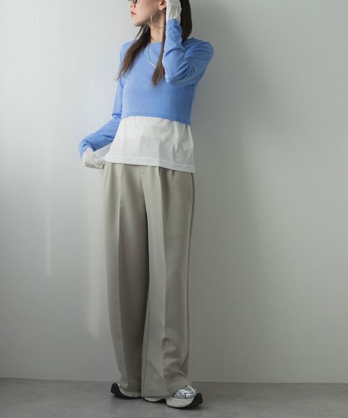 bohmal（ボマール）の「クロップドシアーロンT【大きいサイズ有り】（Tシャツ/カットソー・レディース・ホワイト/ブラック/ブルー/グレー/ピンク/ライム・M～Ｌ/LL～3L）」の22枚目の写真