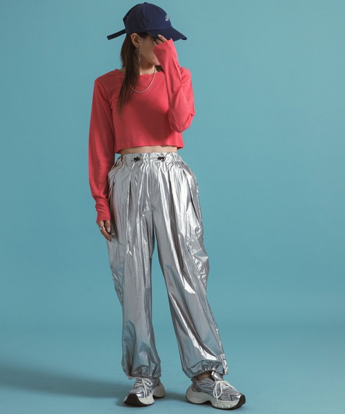 bohmal（ボマール）の「クロップドシアーロンT【大きいサイズ有り】（Tシャツ/カットソー・レディース・ホワイト/ブラック/ブルー/グレー/ピンク/ライム・M～Ｌ/LL～3L）」の17枚目の写真