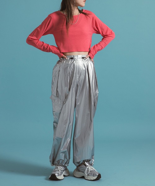 bohmal（ボマール）の「クロップドシアーロンT【大きいサイズ有り】（Tシャツ/カットソー・レディース・ホワイト/ブラック/ブルー/グレー/ピンク/ライム・M～Ｌ/LL～3L）」の18枚目の写真