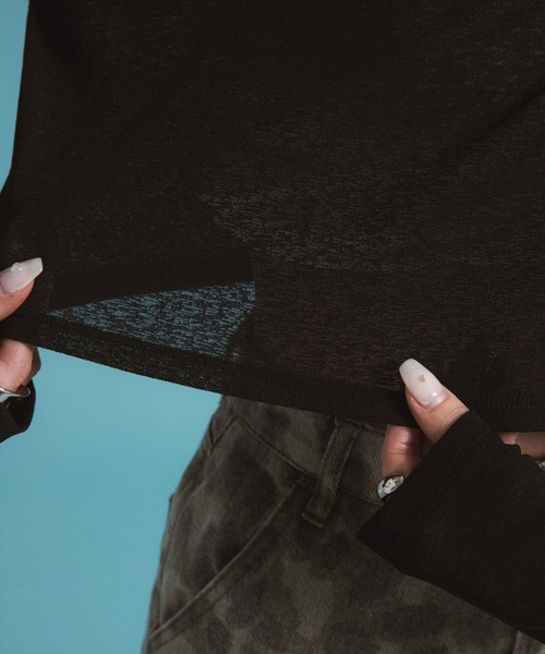 bohmal（ボマール）の「クロップドシアーロンT【大きいサイズ有り】（Tシャツ/カットソー・レディース・ホワイト/ブラック/ブルー/グレー/ピンク/ライム・M～Ｌ/LL～3L）」の8枚目の写真