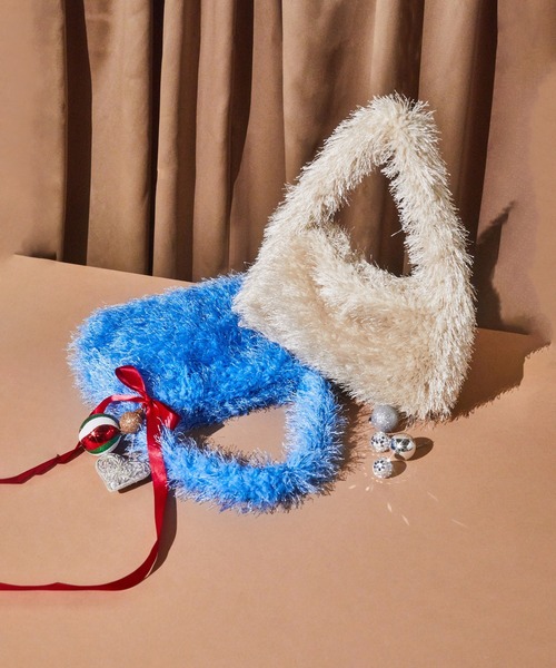 ROSE BUD（ローズバッド）の「フリンジボアショルダーバッグ（ショルダーバッグ・レディース・ブルー/ベージュ・ONE SIZE）」の5枚目の写真