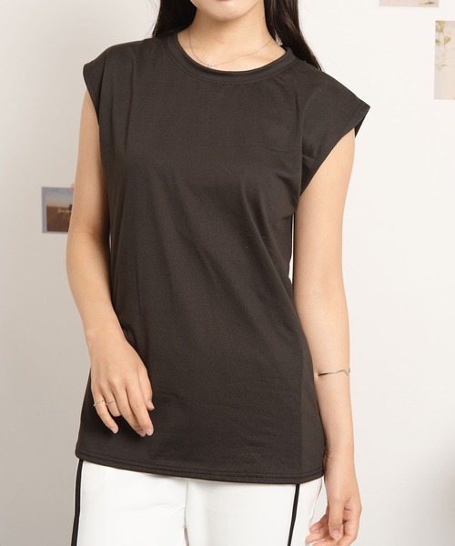Asterellivi(アステレリビ)の「クルーネックノースリーブカットソー(Tシャツ/カットソー・レディース・ベージュ/ブラック/ホワイト・FREE)」の18枚目の写真