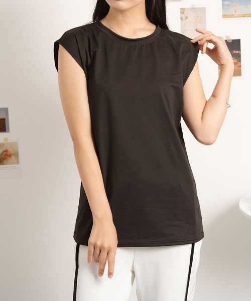 Asterellivi(アステレリビ)の「クルーネックノースリーブカットソー(Tシャツ/カットソー・レディース・ベージュ/ブラック/ホワイト・FREE)」の21枚目の写真