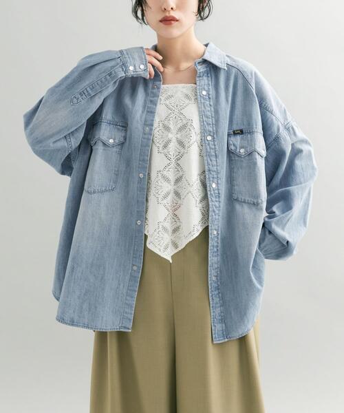 KBF（ケイビーエフ）の「『別注』Lee101×KBF　SHIRTS（シャツ/ブラウス・レディース・ライトインディゴブルー/インディゴブルー・FREE）」の3枚目の写真