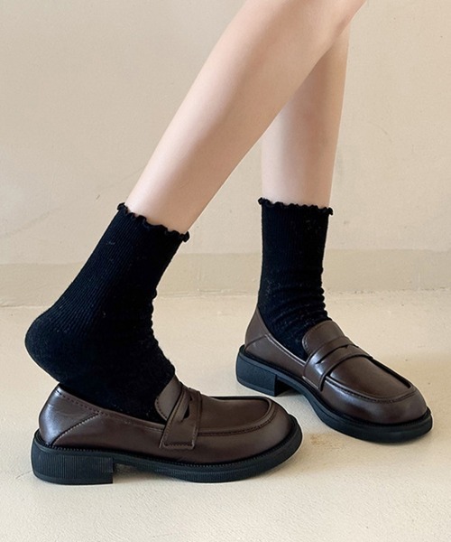 Miniministore(ミニミニストア)の「ローファー レディース PU ローヒール(ローファー・レディース・ブラック/ブラウン・24.5cm/25.0cm/22.5cm/23.0cm/23.5cm/24.0cm)」の1枚目の写真