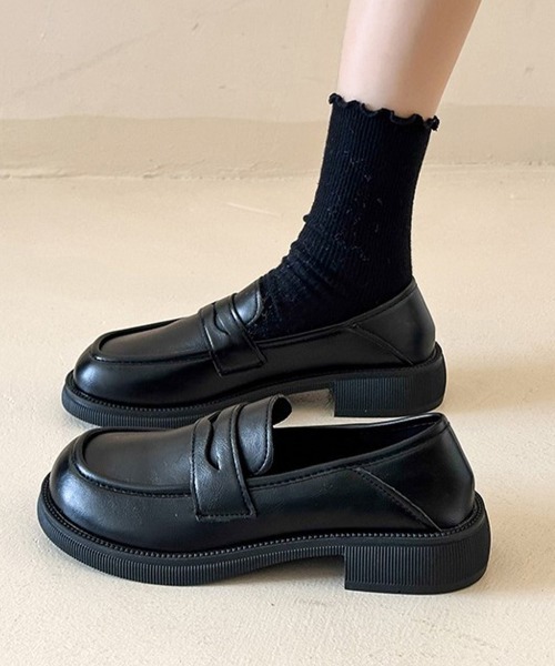 Miniministore(ミニミニストア)の「ローファー レディース PU ローヒール(ローファー・レディース・ブラック/ブラウン・24.5cm/25.0cm/22.5cm/23.0cm/23.5cm/24.0cm)」の2枚目の写真