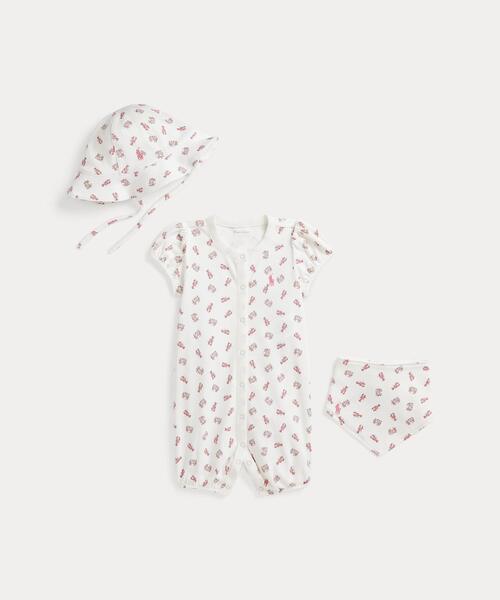 POLO RALPH LAUREN CHILDRENSWEAR(ポロ ラルフ ローレン チルドレンズウェア)の「クラブプリント コットン 3ピース ギフト セット(ベビーギフト・キッズ・ピンク・9M/6M/3M)」の2枚目の写真
