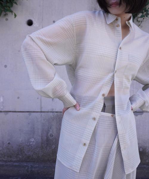 G.V.G.V.（ジーヴィージーヴィー）の「D-RING SHEER PLAID 2WAY SHIRT（シャツ/ブラウス・レディース・グリーン/グレー・ONE SIZE）」の18枚目の写真
