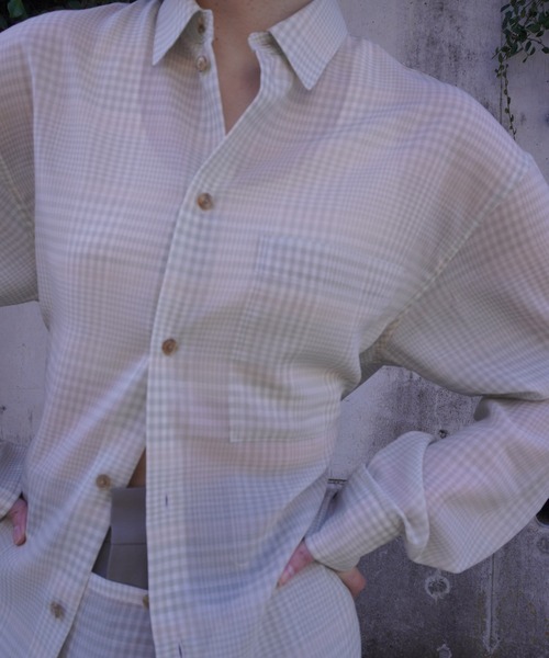 G.V.G.V.（ジーヴィージーヴィー）の「D-RING SHEER PLAID 2WAY SHIRT（シャツ/ブラウス・レディース・グリーン/グレー・ONE SIZE）」の19枚目の写真