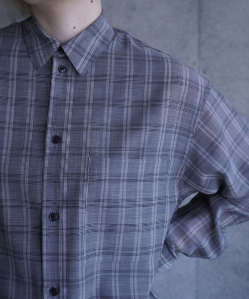 G.V.G.V.（ジーヴィージーヴィー）の「D-RING SHEER PLAID 2WAY SHIRT（シャツ/ブラウス・レディース・グリーン/グレー・ONE SIZE）」の4枚目の写真