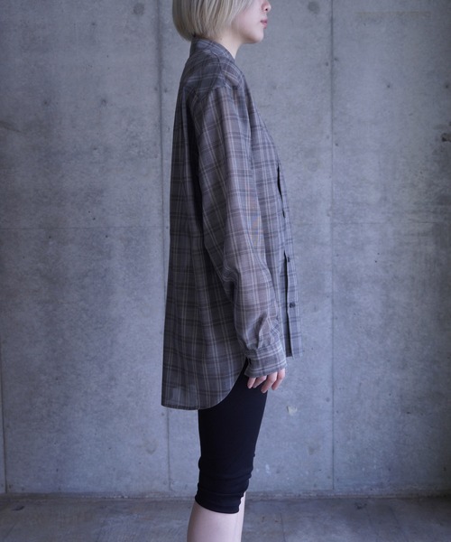 G.V.G.V.（ジーヴィージーヴィー）の「D-RING SHEER PLAID 2WAY SHIRT（シャツ/ブラウス・レディース・グリーン/グレー・ONE SIZE）」の6枚目の写真