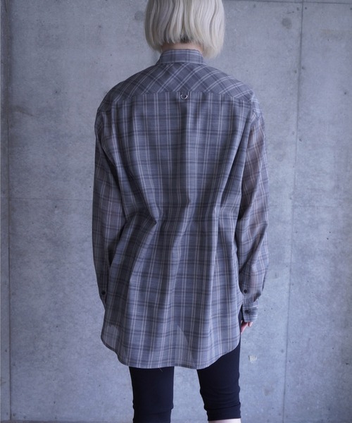 G.V.G.V.（ジーヴィージーヴィー）の「D-RING SHEER PLAID 2WAY SHIRT（シャツ/ブラウス・レディース・グリーン/グレー・ONE SIZE）」の10枚目の写真