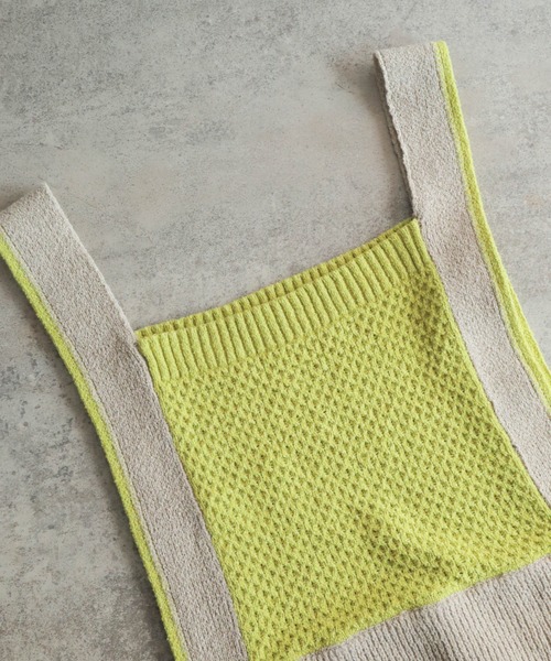 NOMBRE IMPAIR(ノンブルアンペール)の「ブークレコットン スクエアネックベスト(ニット/セーター・レディース・ライトグリーン/ブラック・FREE)」の19枚目の写真