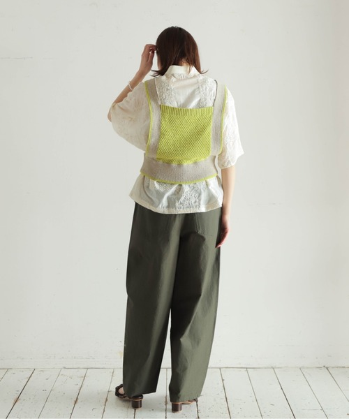 NOMBRE IMPAIR(ノンブルアンペール)の「ブークレコットン スクエアネックベスト(ニット/セーター・レディース・ライトグリーン/ブラック・FREE)」の15枚目の写真