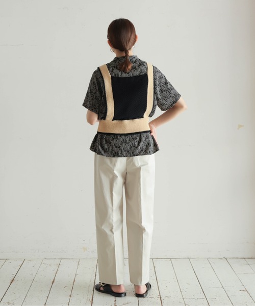 NOMBRE IMPAIR(ノンブルアンペール)の「ブークレコットン スクエアネックベスト(ニット/セーター・レディース・ライトグリーン/ブラック・FREE)」の5枚目の写真