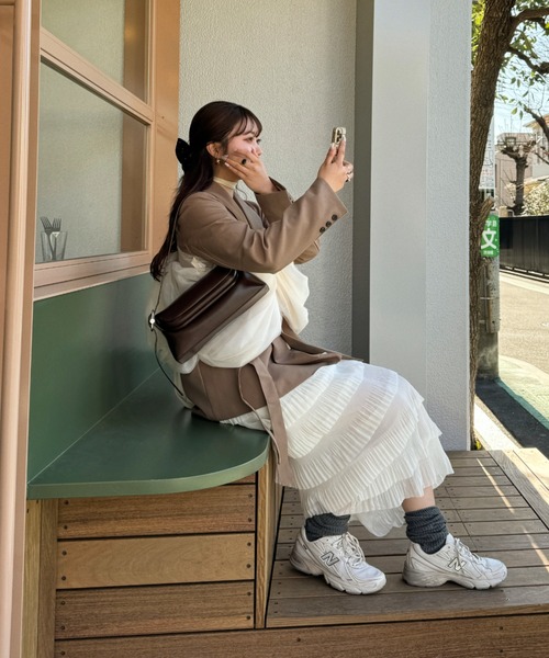 efill(エフィル)の「カットフリル I ライン スカート(スカート・レディース・ベージュ/ブラック・FREE)」の14枚目の写真