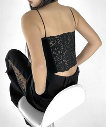 LVEU. | 【LVEU.】バックレースカップ付きキャミソール / トップス キャミソール キャミ レース ブラトップ カップ付き インナー レイヤード ブラック(キャミソール)