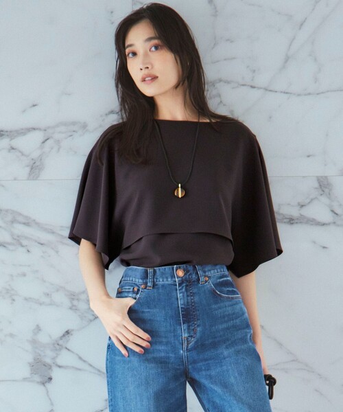 ストレッチジョーゼット ケープデザイン カットソー（Tシャツ