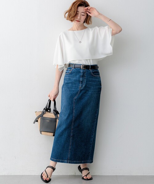 23区 S(ニジュウサンクチイサイサイズ)の「ストレッチジョーゼット ケープデザイン カットソー(Tシャツ/カットソー・レディース・ブラック系/ダークブラウン系/ベージュ系/スモーキーグリーン系/ネイビー系/ホワイト系/ブルー/ピンク・32)」の13枚目の写真