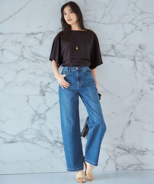 23区 S(ニジュウサンクチイサイサイズ)の「ストレッチジョーゼット ケープデザイン カットソー(Tシャツ/カットソー・レディース・ブラック系/ダークブラウン系/ベージュ系/スモーキーグリーン系/ネイビー系/ホワイト系/ブルー/ピンク・32)」の18枚目の写真