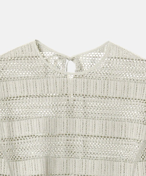 LE CIEL BLEU（ルシェルブルー）の「テープディテールレーストップス / Tape Detail Lace Tops（Tシャツ/カットソー・レディース・ブラック/アイボリー・36）」の3枚目の写真
