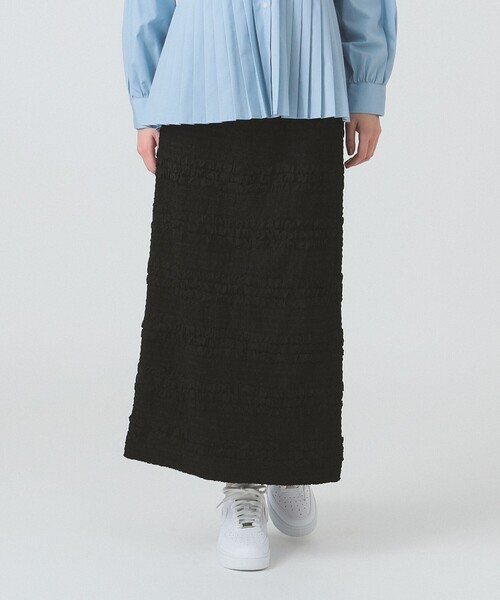 Ray BEAMS(レイビームス)の「シャーリング ボーダー スカート(スカート・レディース・オフホワイト/ブラック・ONE SIZE)」の2枚目の写真