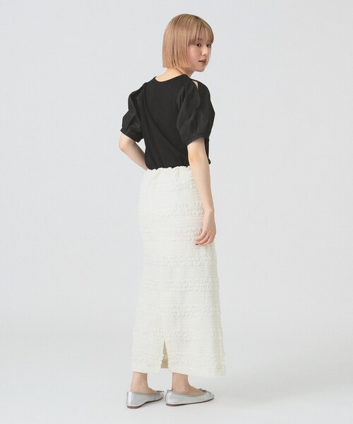 Ray BEAMS(レイビームス)の「シャーリング ボーダー スカート(スカート・レディース・オフホワイト/ブラック・ONE SIZE)」の16枚目の写真