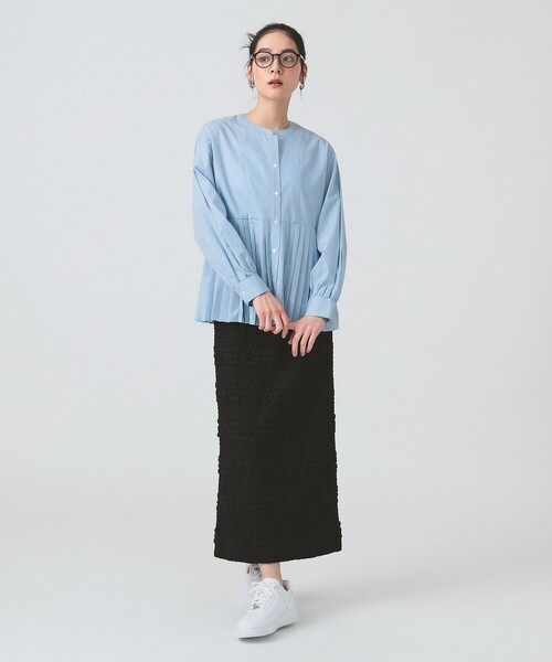 Ray BEAMS(レイビームス)の「シャーリング ボーダー スカート(スカート・レディース・オフホワイト/ブラック・ONE SIZE)」の7枚目の写真