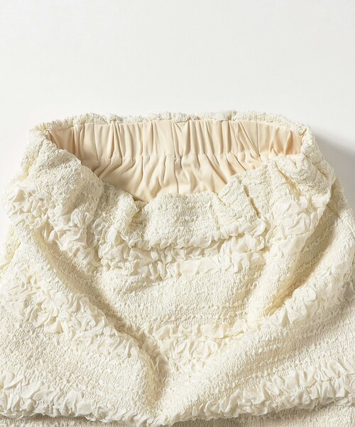 Ray BEAMS(レイビームス)の「シャーリング ボーダー スカート(スカート・レディース・オフホワイト/ブラック・ONE SIZE)」の11枚目の写真