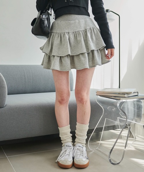 WEGO（ウィゴー）の「WEGO/スウェットフリルスカパン（スカート・レディース・杢グレー/スミクロ/その他1/その他2/その他3/その他4・FREE）」の15枚目の写真