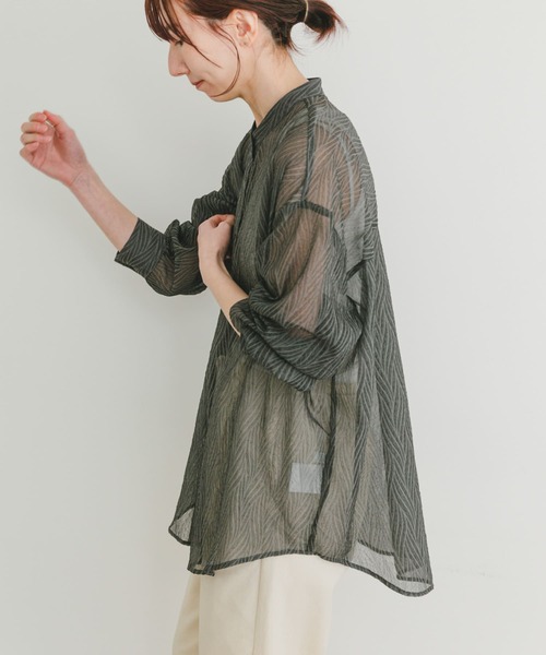 ITEMS URBANRESEARCH（アイテムズ アーバンリサーチ）の「シアーヨウリュウバンドカラーシャツ（シャツ/ブラウス・レディース・オレンジ/ブラック/ブルー・FREE）」の9枚目の写真