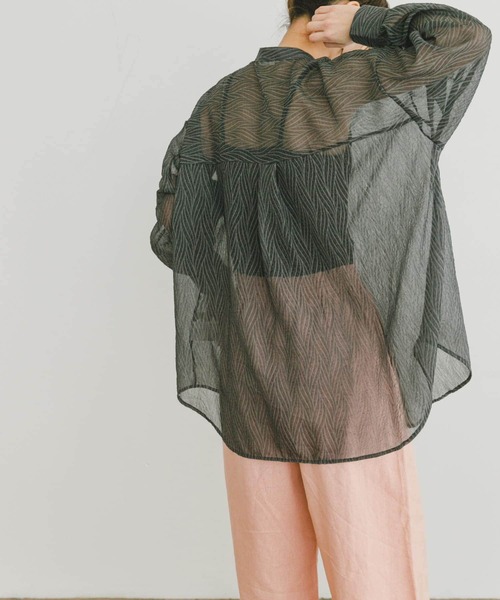 ITEMS URBANRESEARCH（アイテムズ アーバンリサーチ）の「シアーヨウリュウバンドカラーシャツ（シャツ/ブラウス・レディース・オレンジ/ブラック/ブルー・FREE）」の11枚目の写真