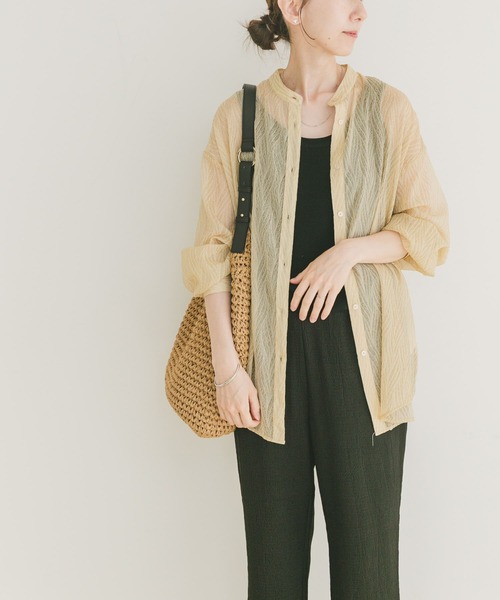 ITEMS URBANRESEARCH（アイテムズ アーバンリサーチ）の「シアーヨウリュウバンドカラーシャツ（シャツ/ブラウス・レディース・オレンジ/ブラック/ブルー・FREE）」の13枚目の写真