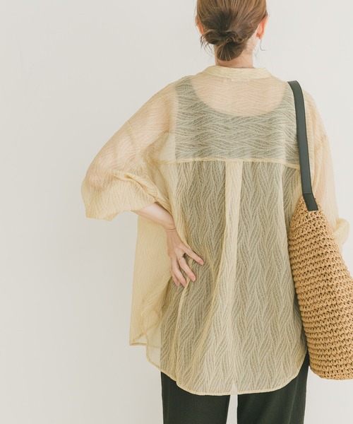 ITEMS URBANRESEARCH（アイテムズ アーバンリサーチ）の「シアーヨウリュウバンドカラーシャツ（シャツ/ブラウス・レディース・オレンジ/ブラック/ブルー・FREE）」の14枚目の写真