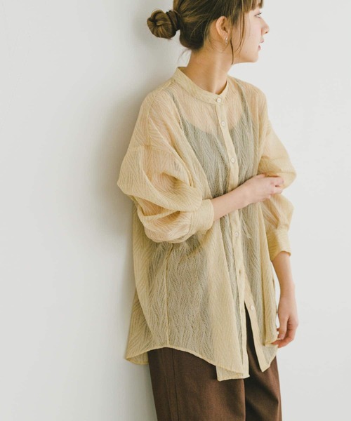 ITEMS URBANRESEARCH（アイテムズ アーバンリサーチ）の「シアーヨウリュウバンドカラーシャツ（シャツ/ブラウス・レディース・オレンジ/ブラック/ブルー・FREE）」の17枚目の写真