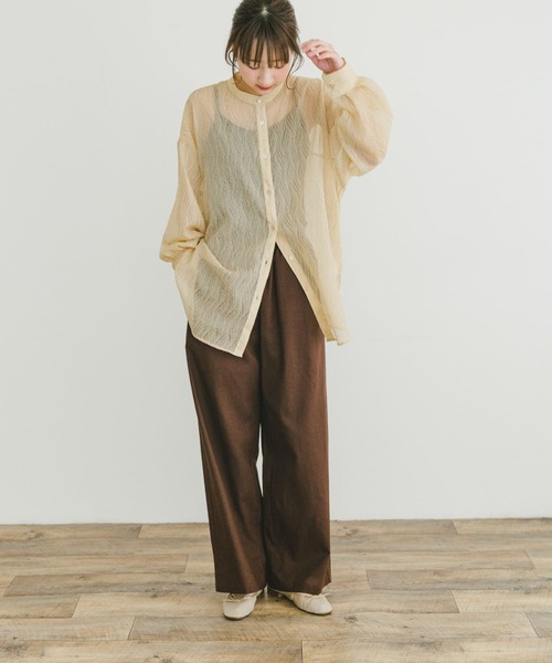 ITEMS URBANRESEARCH（アイテムズ アーバンリサーチ）の「シアーヨウリュウバンドカラーシャツ（シャツ/ブラウス・レディース・オレンジ/ブラック/ブルー・FREE）」の19枚目の写真