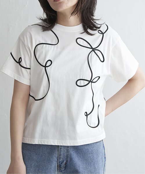 VENCEEXCHANGE（ヴァンスエクスチェンジ）の「コード刺繍Tシャツ（Tシャツ/カットソー・レディース・ライトグレー/チャコール/アイボリー・FREE）」の2枚目の写真