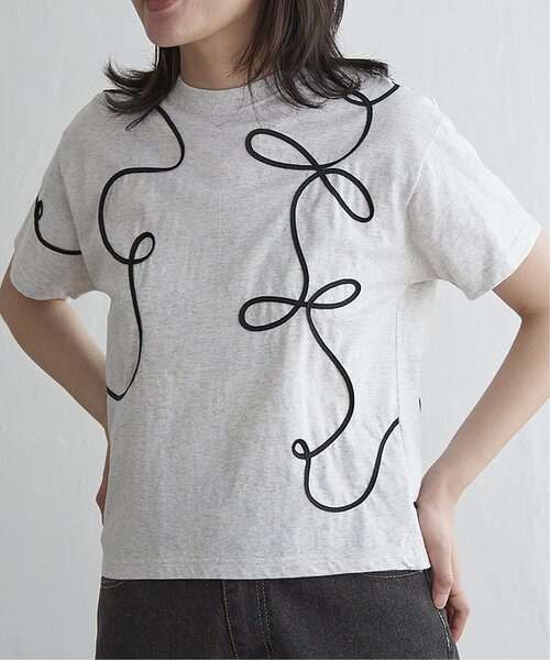 VENCEEXCHANGE（ヴァンスエクスチェンジ）の「コード刺繍Tシャツ（Tシャツ/カットソー・レディース・ライトグレー/チャコール/アイボリー・FREE）」の9枚目の写真