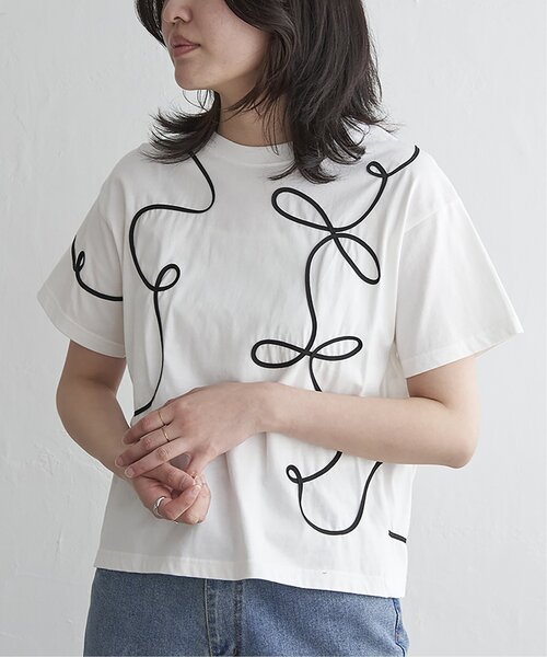 VENCEEXCHANGE（ヴァンスエクスチェンジ）の「コード刺繍Tシャツ（Tシャツ/カットソー・レディース・ライトグレー/チャコール/アイボリー・FREE）」の14枚目の写真
