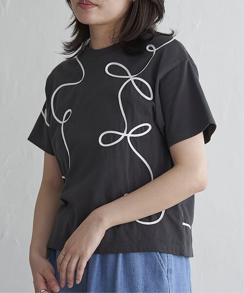 VENCEEXCHANGE（ヴァンスエクスチェンジ）の「コード刺繍Tシャツ（Tシャツ/カットソー・レディース・ライトグレー/チャコール/アイボリー・FREE）」の21枚目の写真