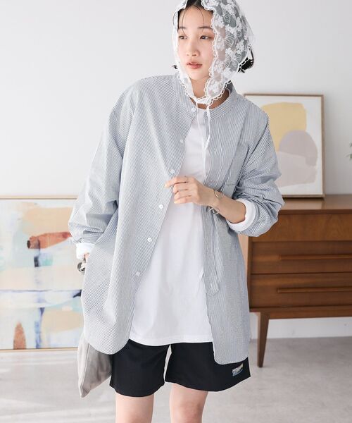 CRAFT STANDARD BOUTIQUE（クラフトスタンダードブティック）の「【ユニセックス】ハーフプラケットシャツ（シャツ/ブラウス・レディース・ブルー系その他6/ブルー系その他7・M/S/L）」の2枚目の写真