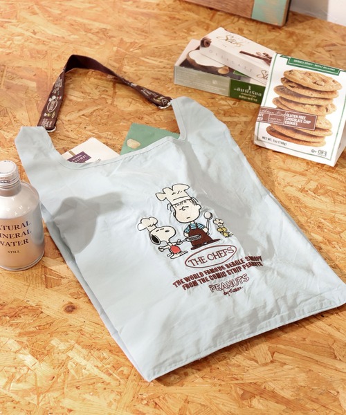 PEANUTS（ピーナッツ）の「[ポケッタブル仕様]【PEANUTS】2WAYストラップ付きバッグ（エコバッグ/サブバッグ・レディース・ライトグレー/ブラック/アイボリー/ライトブルー/チャコール/シルバーグレー/ライトブラウン・0）」の7枚目の写真