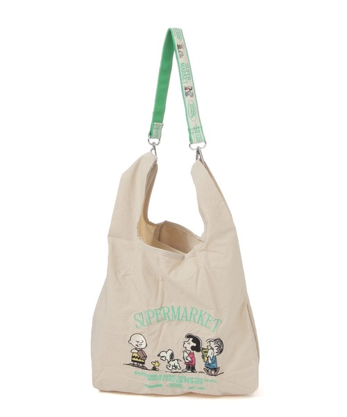 PEANUTS（ピーナッツ）の「[ポケッタブル仕様]【PEANUTS】2WAYストラップ付きバッグ（エコバッグ/サブバッグ・レディース・ライトグレー/ブラック/アイボリー/ライトブルー/チャコール/シルバーグレー/ライトブラウン・0）」の13枚目の写真