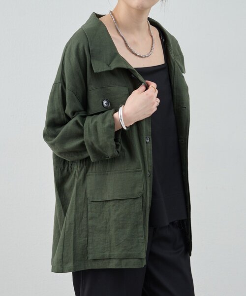SHENERY（シーナリー）の「《涼しいリネン素材》ミリタリーリネンシャツジャケット（その他アウター・レディース・ベージュ/オフホワイト/カーキ・38/36）」の11枚目の写真