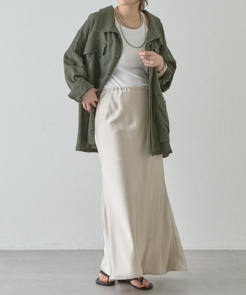 SHENERY（シーナリー）の「《涼しいリネン素材》ミリタリーリネンシャツジャケット（その他アウター・レディース・ベージュ/オフホワイト/カーキ・38/36）」の12枚目の写真