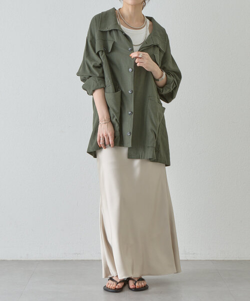 SHENERY（シーナリー）の「《涼しいリネン素材》ミリタリーリネンシャツジャケット（その他アウター・レディース・ベージュ/オフホワイト/カーキ・38/36）」の13枚目の写真