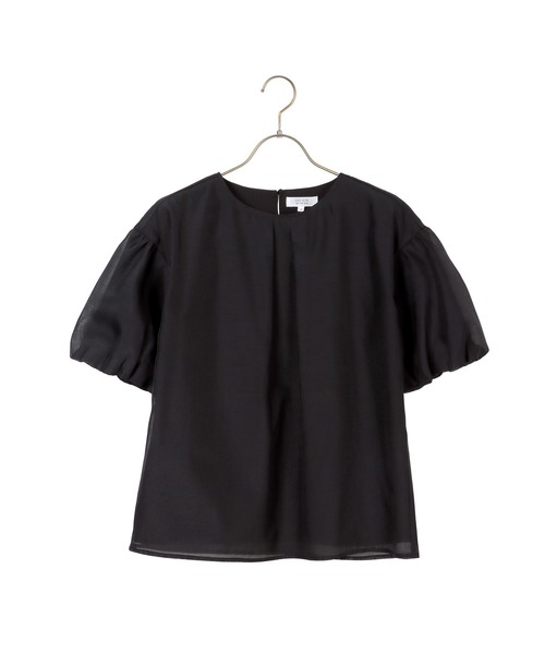 AOYAMA(アオヤマ)の「【自宅で洗える】旬トップス!パフスリーブシアーブラウス5分袖/ブラック/グリーン|通勤&オフィス&入卒&セレモニー&オケージョン|(シャツ/ブラウス・レディース・ブラック/グリーン/ホワイト・LL/S/M/L)」の18枚目の写真