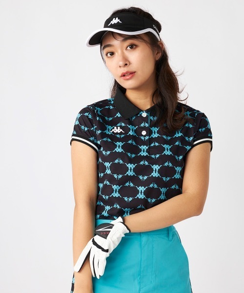 Kappa(カッパ)の「【Kappa/カッパ】レディース半袖ポロシャツ ゴルフ(シャツ/ブラウス・レディース・ホワイト/ネイビー/ブラック・MEDIUM/LARGE/SMALL)」の2枚目の写真